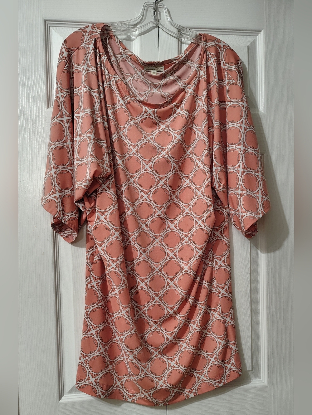 Boxy Draped Neck Tunic Dress- Stretchy Loose Fit Sz M